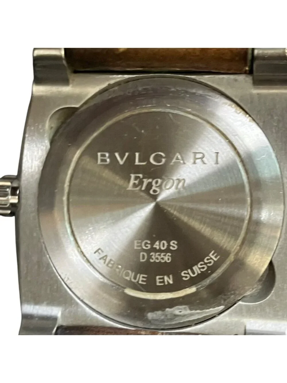 Bvlgari Ergon Watch SS Leather Automatic Winding Black Dial